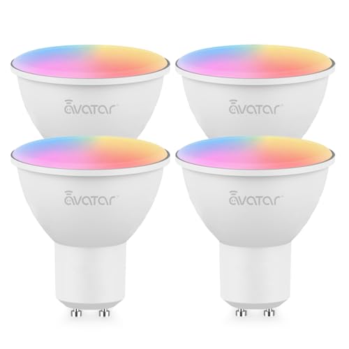 Avatar Controls WiFi Smart Bulb GU10, Music Sync Spot LED Lights RGBCW Colour Dimmable Warm Cool White, Works with Google Home, No Hub Required(4 Pack)