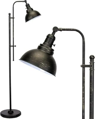 VONLUCE Floor Lamp for Living Room, 65'' Tall Industrial Floor Lamp, Adjustable Height & Head Vintage Metal Standing Reading Pole Lamp for Bedroom, Office, Farmhouse