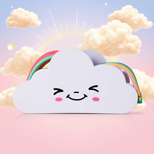 Weißer Klebebandabroller, niedlicher Klebebandabroller, Wolkenabroller mit Regenbogenfarben, für Zuhause, Schule, Büro, Schreibwaren, Basteln, Verpackungen