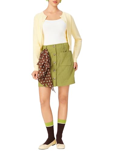 CIDER Womens Corduroy A Line Mini Casual Skirt Button Down with Pocket 2025 Fall2