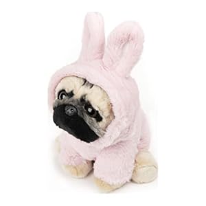 GUND Doug The Pug Fuzzy Pink Bunny Hoodie Doug Plush Stuffed Animal Pink 9