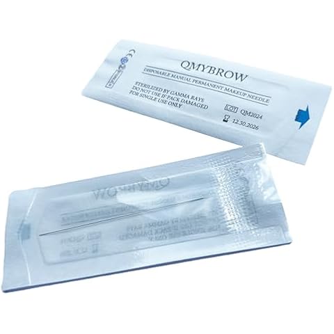 Disposable 1R Single Round Needles for Eyebrow Eyeliner Lips Permanent Makeup Machine Cosmetic Machine Tattoo Needle 0.18mm/0.25mm/0.30mm/0.35mm (0.3mm) Cover