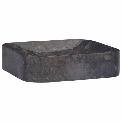 Qnhdfrt Lavabo de mármol negro, 40 x 40 x 10 cm, moderno lavabo para baño, invitados, inodoro y camping, resistente de piedra natural
