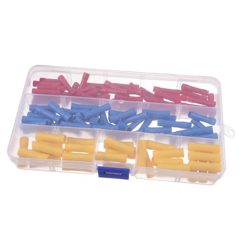 BELLIFFY 120pcs Wire Crimp Connector Kit Insulated Terminals for Household Industrial Electronic Use Heat Shrink Butt Connectors Efficient Safe Cold Press Connection