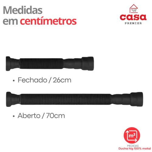 Válvula Pia Banheiro Lavatório Cuba 7/8 Metal Preta Escoamento + Sifão Sanfonado Extensivo Pvc Preto