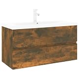KUPTYERFG Mobile per lavabo con lavabo in ceramica, 90 cm, rovere