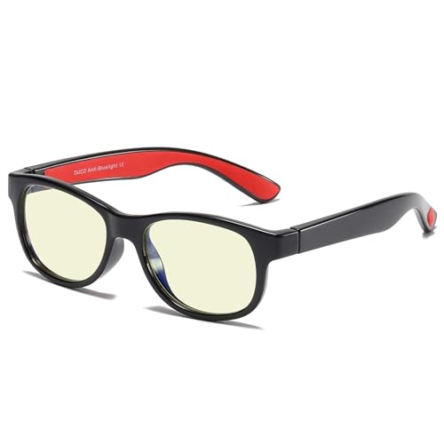Image of DUCO Blue Light Glasses for Kids Boys Girls Blue Ray Blocking Glasses Cute Computer Gaming TV Glasses (Black /Red)