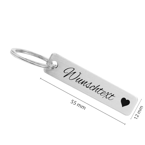 WIENS3D Personalisierter Schlüsselanhänger mit Gravur für diverse Anlässe: Weihnachten, Partner, Name, Geschenk, Freitext oder verschiedene Symbole möglich, 55x12x2mm