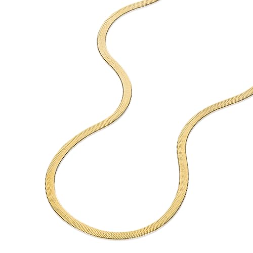 James Michelle Snake Chain Necklace for Women 3-Year Color Guarantee Waterproof Non-Tarnish Hypoallergenic Gold PVD Coated Great for Beach Wedding Gifts 16