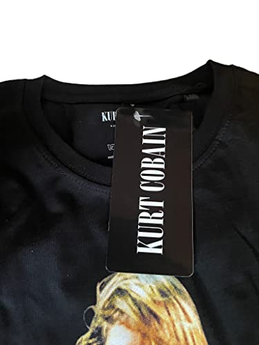 Camiseta Kurt Cobain Camiseta Música Rock Nirvana Oficial Negra Algodón Unisex Adulto Niño, Negro , L