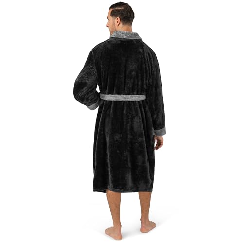 Image of PAVILIA Mens Soft Robe, Plush Fluffy Fleece Bathrobe Men, Long Sherpa Shaggy Spa Robe