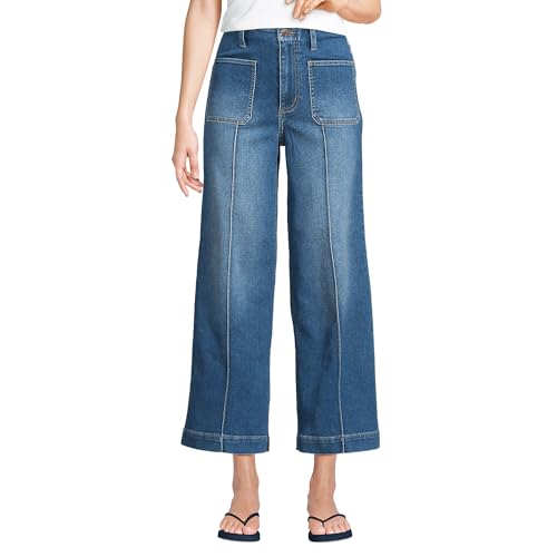 Lands' End Women's Denim High Rise Extra Wide Leg Crop Jeans