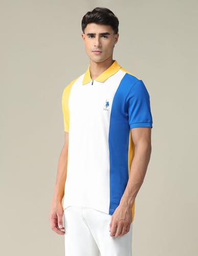 Image of U.S. Polo ASSN. Pattern Slim Fit Polo T Shirts for Men - 100% Cotton, Half Sleeves Mens Tshirt