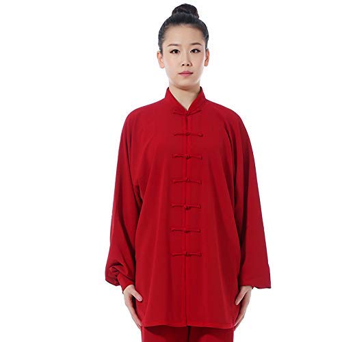 Tenue Tai Chi anti-transpiration en chanvre extensible rouge