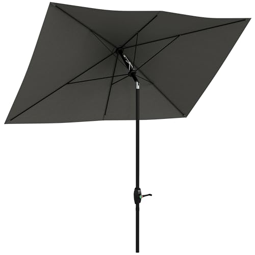 Outsunny Parasol de jardin Parasol droit rectangulaire inclinable 2 x 3 m avec manivelle toile...