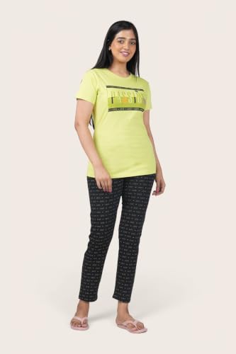 Image of Fly Birds Women Pure Cotton Tshirt and Pyjama AOP Set