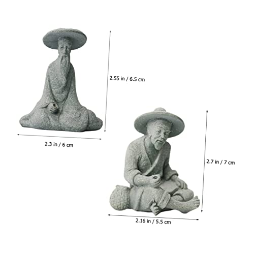 OFFSCH 2pcs Fisherman Statue Car Dash Accessories Fishing Decor Fisherman Fish Tank Decor Cars Accessories Bonsai Decors Car Ornament Chinese Sandstone Dining Table Succulent Plants Elder - Image 3