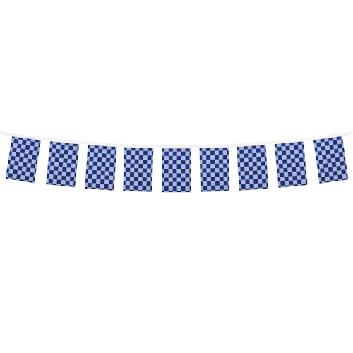 Image of AZ FLAG Navy Blue and White Check 6 meters BUNTING Flag 20 flags 9'' x 6'' - checkered racing STRING flags 15 x 21 cm
