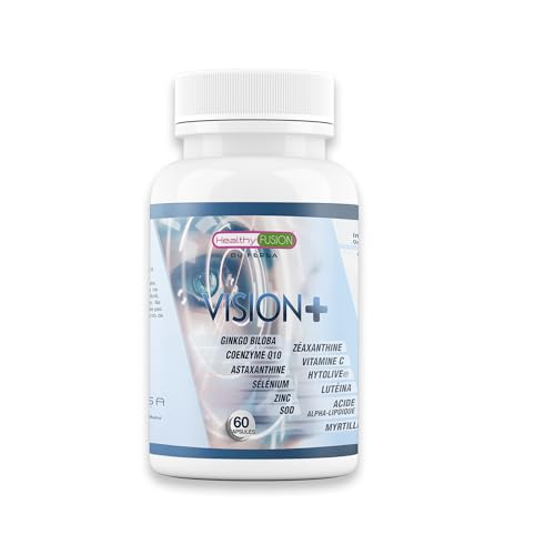 Healthy Fusion Vision+ | Capsules pour la vue | Avec lutéine et myrtilus | Renforce les tissus oculaires et la rétine | Améliore la vision diurne et nocturne | Pour la santé des yeux | 60 capsules