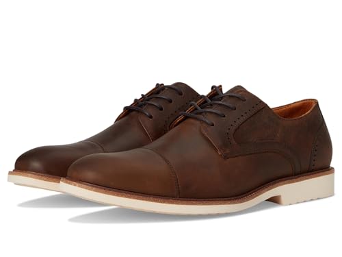 Stacy Adams Mens Wesbridge Cap Toe Lace-Up Brown Crazy Horse 10.5 Wide