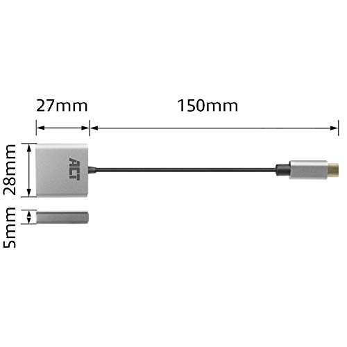 ACT AC7005 USB-C naar 3,5mm jack audio adapter en PD pass through, zilver - Image 4