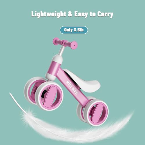 Image of SIMATE Balance Bike Toys for 1 Year Old Boys Girls, 12-24 Month Toddler Ride on Toys, 4 Silent Wheels & Soft Seat, First Birthday Gifts for Baby Girls Boys