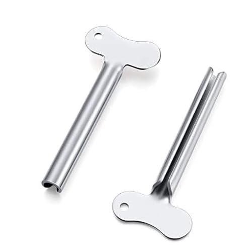 2 Pcs Silvery Metal Tube Squeezer Keys, Tube Toothpaste Squeezer Keys Metal Hair Dye Color Key Roller Dispenser Tool Durable Processing, Daily Living Tube Squeezing Aids