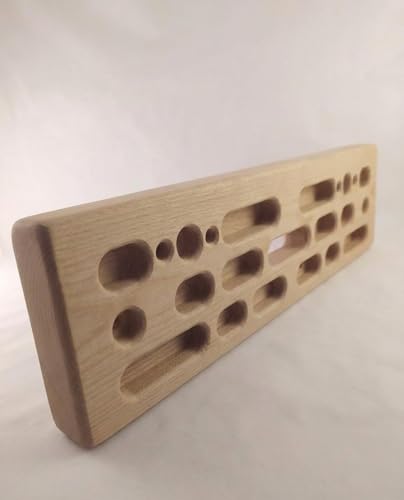 Image of Wooden Rock Climbing Hangboard - Fingerboard for Grip Strength Training - Multi-Grip Bouldering Board for Home Gym & Doorway - Features Jugs, Slopers, Pockets & Edges