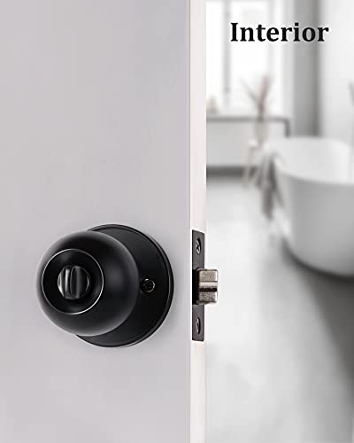 Lanwandeng Matte Black Door Knobs with Lock and Keys, Interior/Exterior Door Knob for Bedroom or Bathroom, Entry Door Lock - Image 8