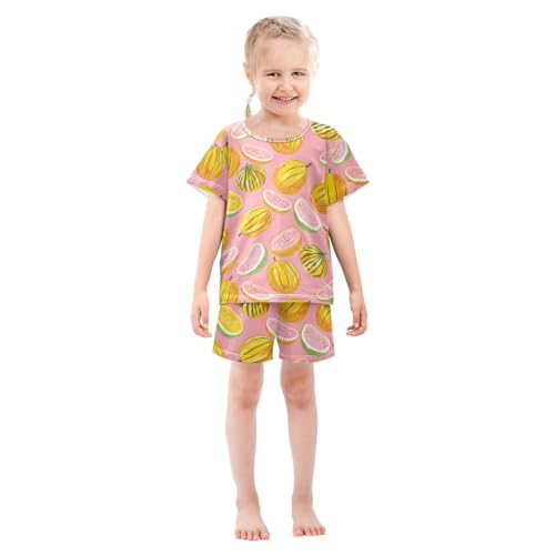 ALAZA Melon Fruit Pajamas Short Sleeve 2 Piece Sleepwear Top and Bottom Pajama Set Unisex3
