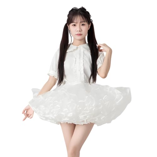 BTKAKAN Puffy Lolita Petticoat 12 in Short Underskirt Soft Shimmer Organza Crinoline Tutu Women Adjustable Waist Boneless