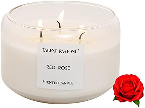TALENT FAREAST Red Rose Highly Scented Candle for Home 16 OZ Aromatherapy Candles Enhanced Aroma Luxury Gift Natural Soy Wax 40 Hour Long Lasting Premium Fragrance Glass Candle Relaxing