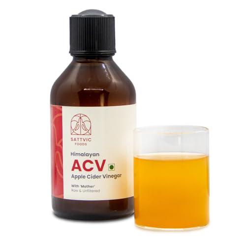 Image of Sattvic Foods Apple Cider Vinegar (ACV) 1 L | Sourced from Himachal Pradesh, Raw and Unpasteurized with Mother of Vinegar, Dark Glass Bottle, pH balanced | Use in Salad Dressings, Detox drink