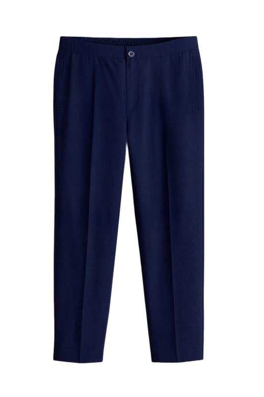 french crown Men's Aurivor-Cinder Blue Herringbone Textured Premium Cotton Lounge Pant-picture-11