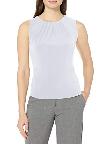 Calvin Klein Women's Pleat Neck Sleeveless Cami, White, 10