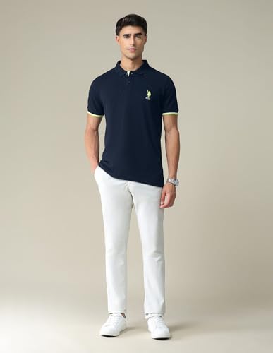 Image of U.S. Polo ASSN. Solid Slim Fit Polo T Shirts for Men - 100% Cotton, Half Sleeves Mens Tshirt