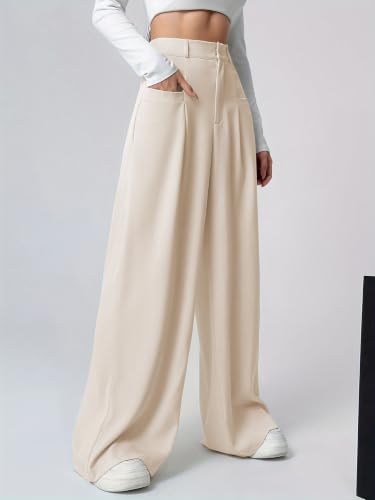 Image of GRECIILOOKS Trousers for Woman | Womens High Rise High Waist Flared Korean Style | Formal Pant for Women Office Wear| Track Pants for Womans Elegant for College & Events (Available in Plus Size)