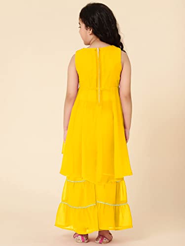 Image of A.T.U.N. (ALL THINGS UBER NICE) Girl's Polyester Embroiderey Sleeveless Kurta and Sharara Set | Traditional Ethnic Wear Clothing Set for Festival and Special Occasions
