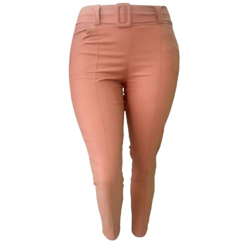 Calça Plus Size Feminina Social Com Cinto Tecido Bengaline Feminino Com Bolsos Laterais Cinto Fivela