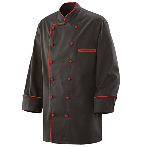 EXNER Koch-Jacke Langarm, Mischgewebe, Farbe schwarz, Paspel rot, Größe XL