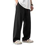 [Easykode] 冷感 ワイドパンツ メンズ 涼しい ズボン 夏服 アイスシルクパンツ ロング丈 ボトムス ストレート イージーぱんつ 夏用 ゆったり 無地 スラックス 軽快 大きいサイズ カジュアル men pants 春 夏 black XL