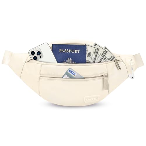 MAXTOP Large Crossbody Fanny Pack Belt Bag with 4-Zipper Pockets