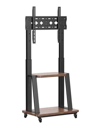 JXMTSPW Soporte de TV con ruedas, altura ajustable, con ruedas, con soporte para medios, para 32-75 pulgadas LED, LCD, OLED plana y curva, soporta hasta 50 kg