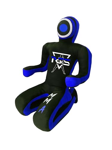 PGS Grappling Dummy for Wrestling Brazilian Jiu Jitus MMA Punching Bag Judo Karate Practice Martial Arts Training Boxing Self Defense Dummy – UNFILLED (Black Blue, 6FT (70 Inches))