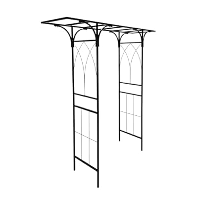 MOOFAR 83" H Large Size Outdoor Garden Metal Arch Arbor Trellis Decorative Arch for Climbing Plants Rose Grape Vines Support Rack, Wedding Ceremony Party Garden Patio Archway Pathway Arch Decor,Black