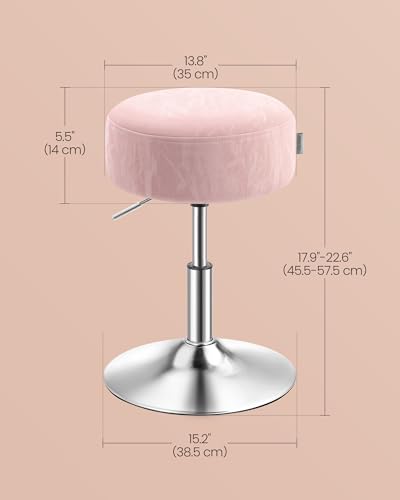 Image of VASAGLE Adjustable Bar Stools Set of 2, 360 Swivel, PU Leather, Thick Cushion, for Kitchen, Dining Room Bedroom, Modern, Jelly Pink