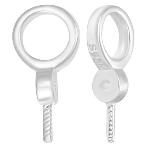 Beebeecraft 1 Box 10Pcs Screw Eye Pins Hooks Platinum Plated 925 Sterling Silver Eyelet Mini Screw Pin Peg for Half-drilled Beads Jewelry Making DIY