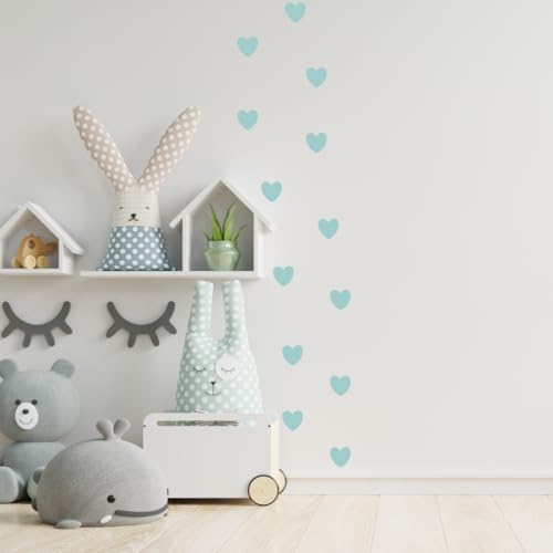 Image of Pastel Color Heart Sticker for Scrapbook or for Wall Decoration, Nursery Decor, Home Decor (Sea Green)