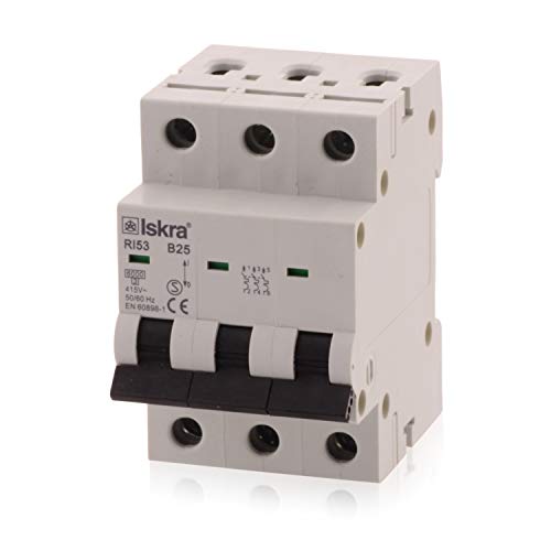 Sicherungsautomat Leitungsschutzschalter MCB Eco-Line, 25A, Typ B, 3-polig, 400V, bietet effektiven Schutz, 5 Stück