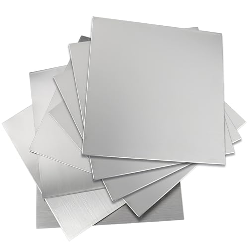 TUZHE 8 fogli in acciaio inox 0,5 mm, 15 cm x 15 cm, piastra in acciaio inox per fai da te, riparazioni, foratura, taglio